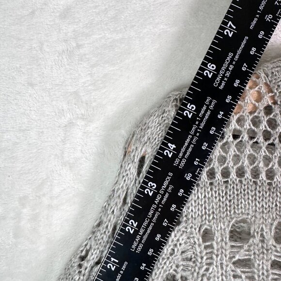 Aeropostale Women's XS Knit Gray Sweater Intricate Open-knit Crochet Design - Picture 12 of 13